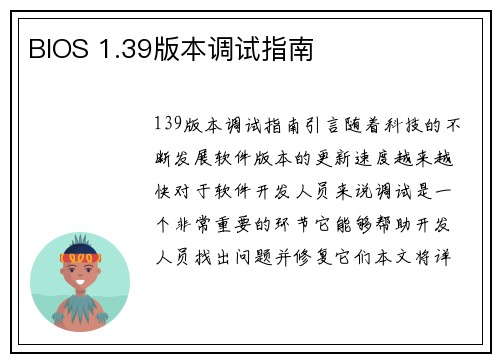 BIOS 1.39版本调试指南